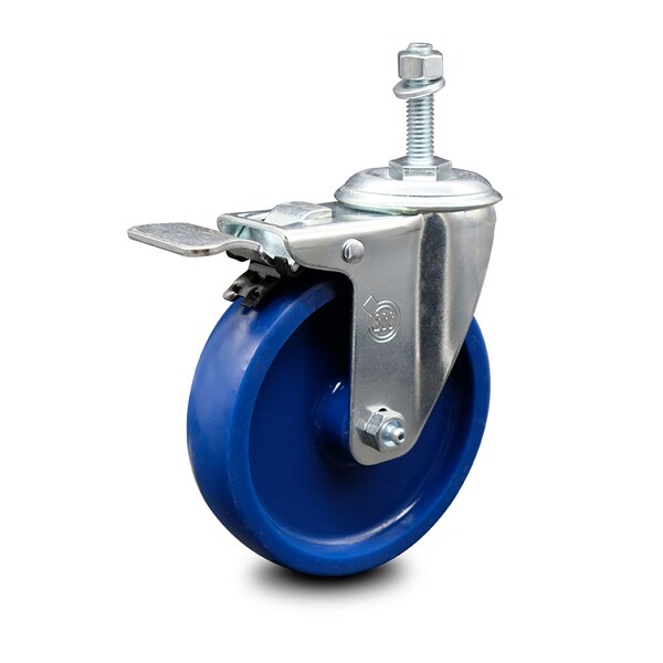 5 Inch Solid Polyurethane Swivel 3/8 Inch Stem Caster with Total Lock Brake SCC